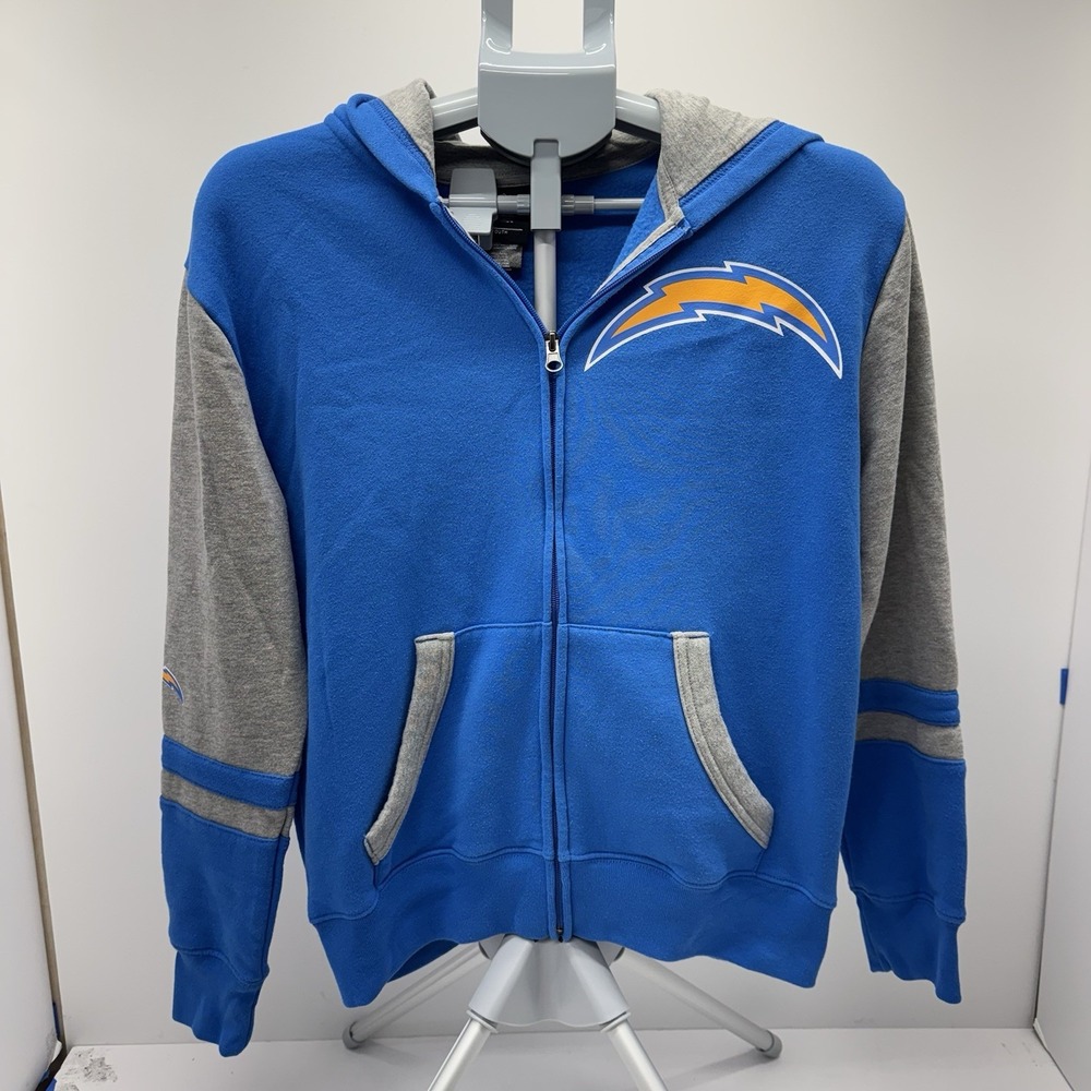 Los Angeles Chargers Youth Large 14/16 Full Zip Hoodie Blue Gray NF
